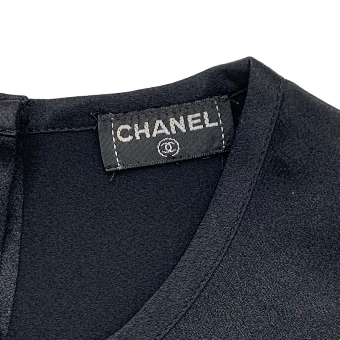 CHANEL(シャネル)のシャネル CHANEL トップス シルク ブラック ノースリーブ レディースのトップス(カットソー(半袖/袖なし))の商品写真