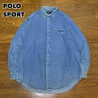 ポロラルフローレン(POLO RALPH LAUREN)の90s POLO SPORT ポロスポーツ デニムシャツ 刺繍ロゴ XL(Tシャツ/カットソー(七分/長袖))