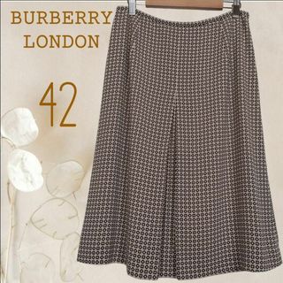 バーバリー(BURBERRY)のb2166【バーバリーロンドン】フレアースカートひざ丈センタープリーツ【美品】(ひざ丈スカート)