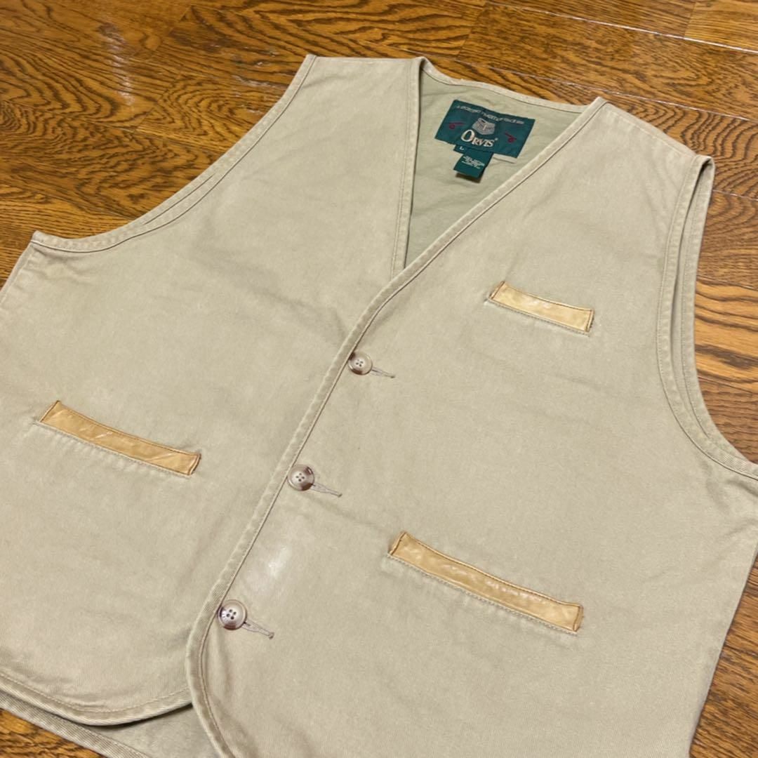 90s ORVIS オービス ベスト ベージュ L メンズのトップス(ベスト)の商品写真