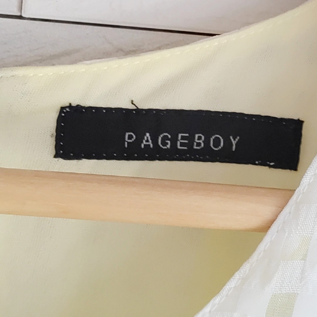 PAGEBOY(ページボーイ)の♡美品♡夏ワンピ　膝丈フレアワンピース　ノースリーブ　透け感ワンピ　イエロー レディースのワンピース(ひざ丈ワンピース)の商品写真