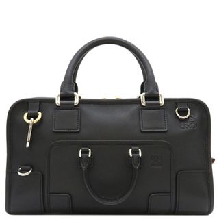 ロエベ(LOEWE)のロエベ LOEWE 2WAYバッグ アマソナ28 マルチプリケーション カーフ ブラック×ブラウン シルバー金具 黒 茶 GD金具 ネームタグ１つ/ミニストラップ/欠品  【保存袋】【中古】(ショルダーバッグ)