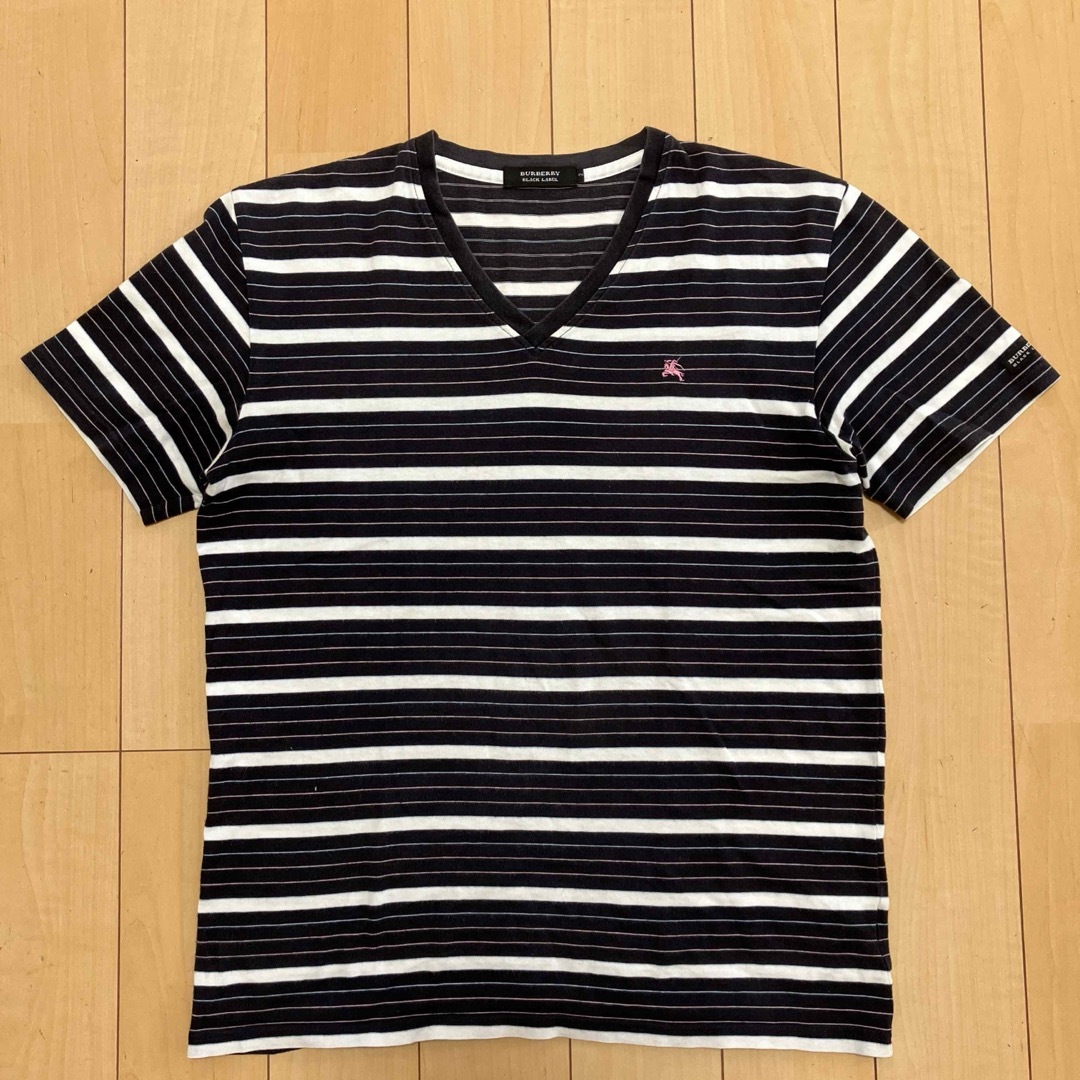 BURBERRY BLACK LABEL(バーバリーブラックレーベル)のBURBERRY BLACK LABEL Tシャツ ボーダー　ネイビー　サイズ2 メンズのトップス(Tシャツ/カットソー(半袖/袖なし))の商品写真