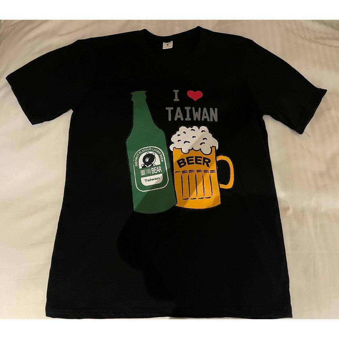 新品　I Love Taiwan＆ビール　おもしろTシャツ　黒色　Lサイズ♪ レディースのトップス(Tシャツ(半袖/袖なし))の商品写真