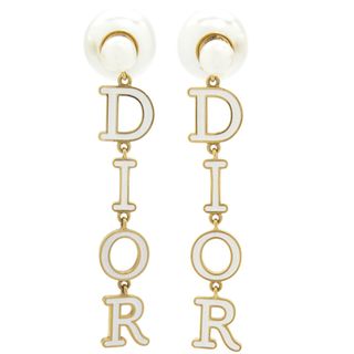 ディオール(Dior)のディオール DIOR ピアス パール ロゴ ドロップ GP フェイクパール ホワイト×ゴールド ゴールド金具 白 スイング 【中古】(ピアス)