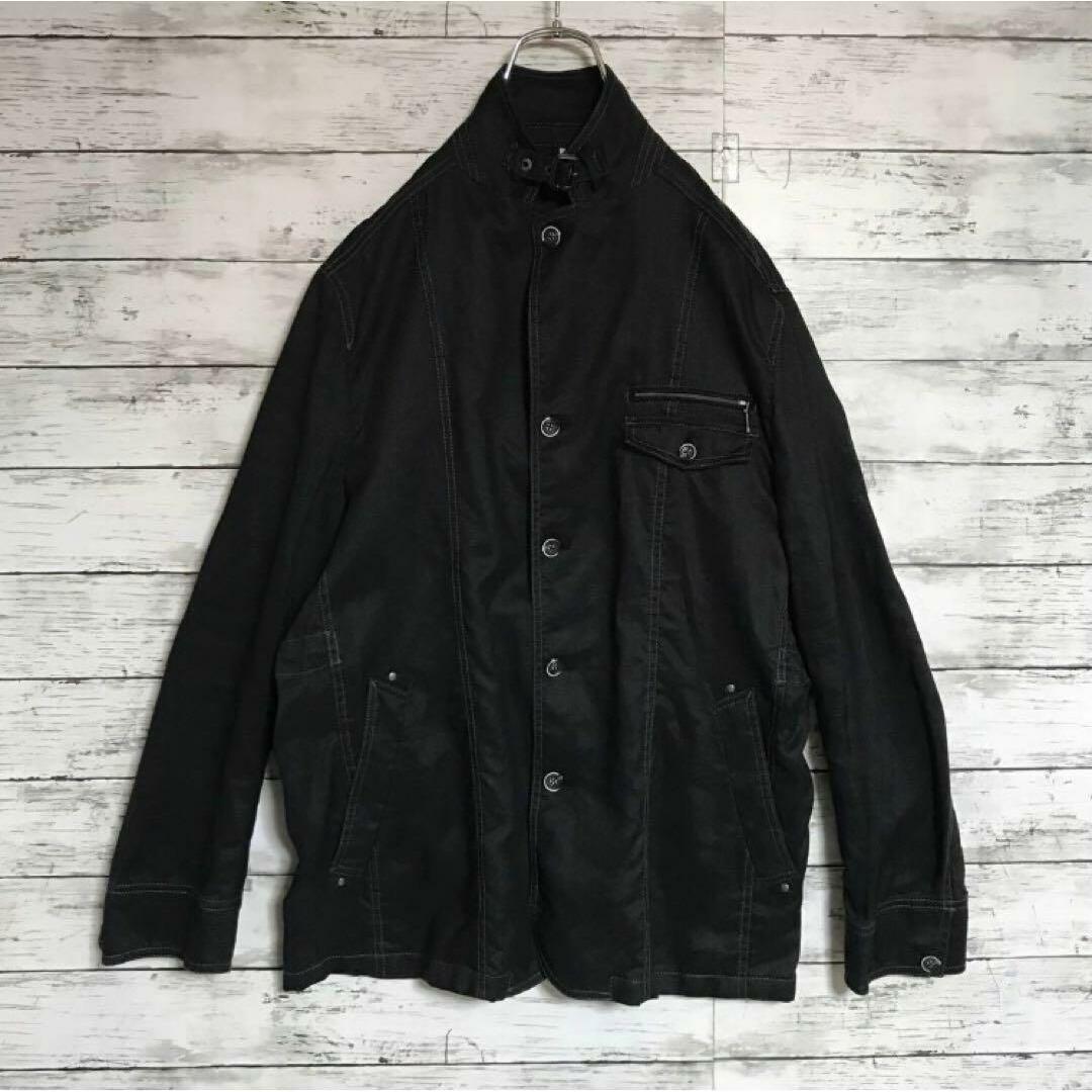 【麻素材】ROBERTA MICHETTI 薄手シャツ　ブラック　K721R メンズのジャケット/アウター(その他)の商品写真