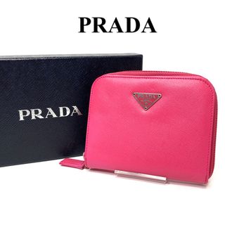 プラダ(PRADA)のプラダ　サフィアーノレザー　ピンク　二つ折り財布　ラウンドファスナー　美品(財布)