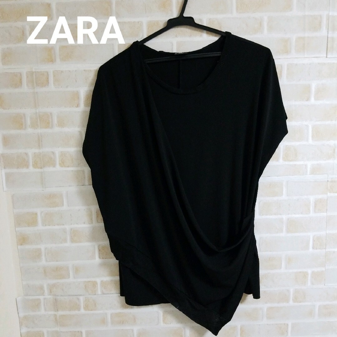 ZARA(ザラ)の【本日削除/最終値下】ZARA アシメントリー半袖カットソー レディースのトップス(カットソー(半袖/袖なし))の商品写真