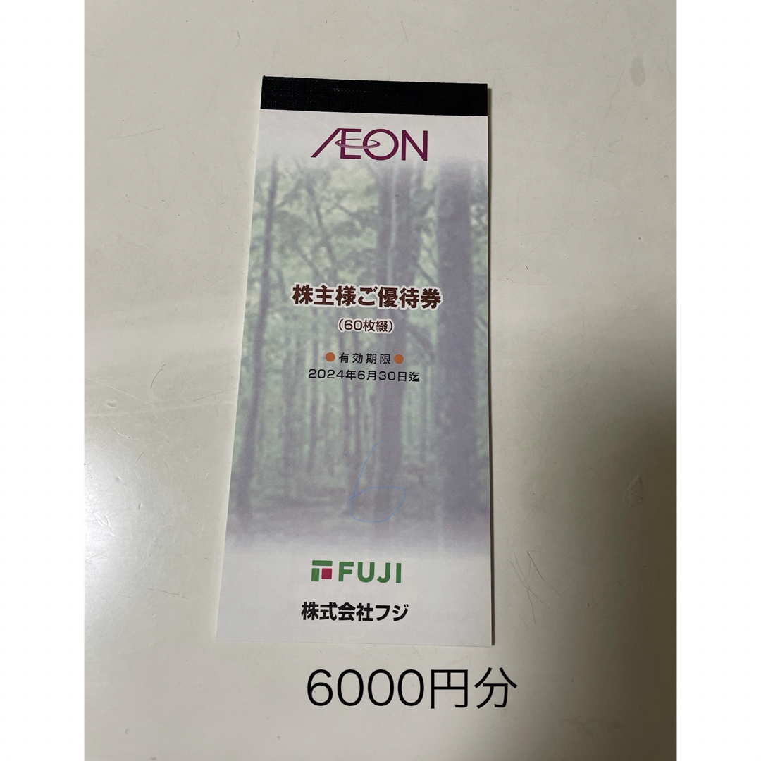 AEON(イオン)のフジ 株主優待券 イオン 6000円 チケットの優待券/割引券(その他)の商品写真