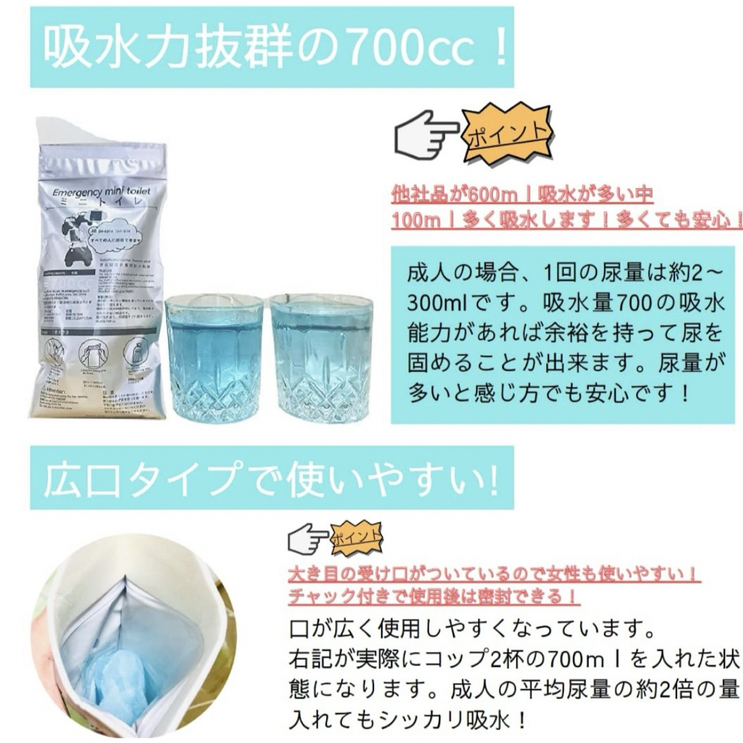 携帯トイレ 【10枚セット】簡易トイレ 防災 災害 キャンプ  非常用トイレ  インテリア/住まい/日用品の日用品/生活雑貨/旅行(防災関連グッズ)の商品写真