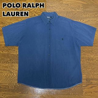 ポロラルフローレン(POLO RALPH LAUREN)の90s POLO RALPH LAUREN 半袖シャツ ストライプ ネイビー L(Tシャツ/カットソー(半袖/袖なし))