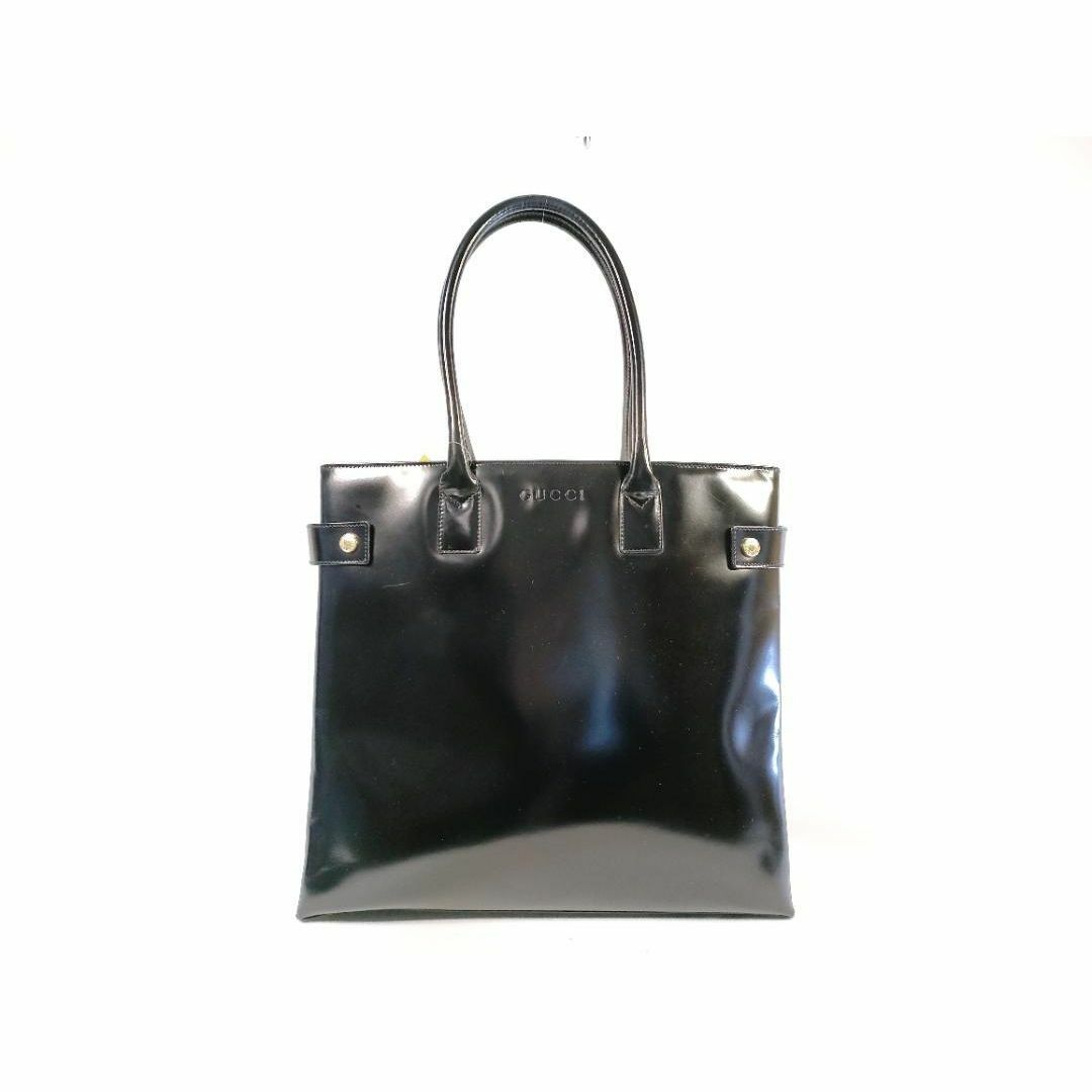 Gucci(グッチ)のGUCCI グッチ ハンドバッグ エナメル 黒 ビジネス バンブー付き 9274 レディースのバッグ(その他)の商品写真
