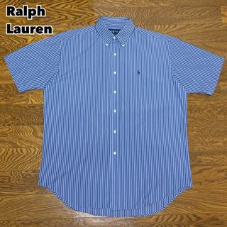 Ralph Lauren - 90s Ralph Lauren シャツ 半袖 ストライプ 刺繍ロゴ BLAKE