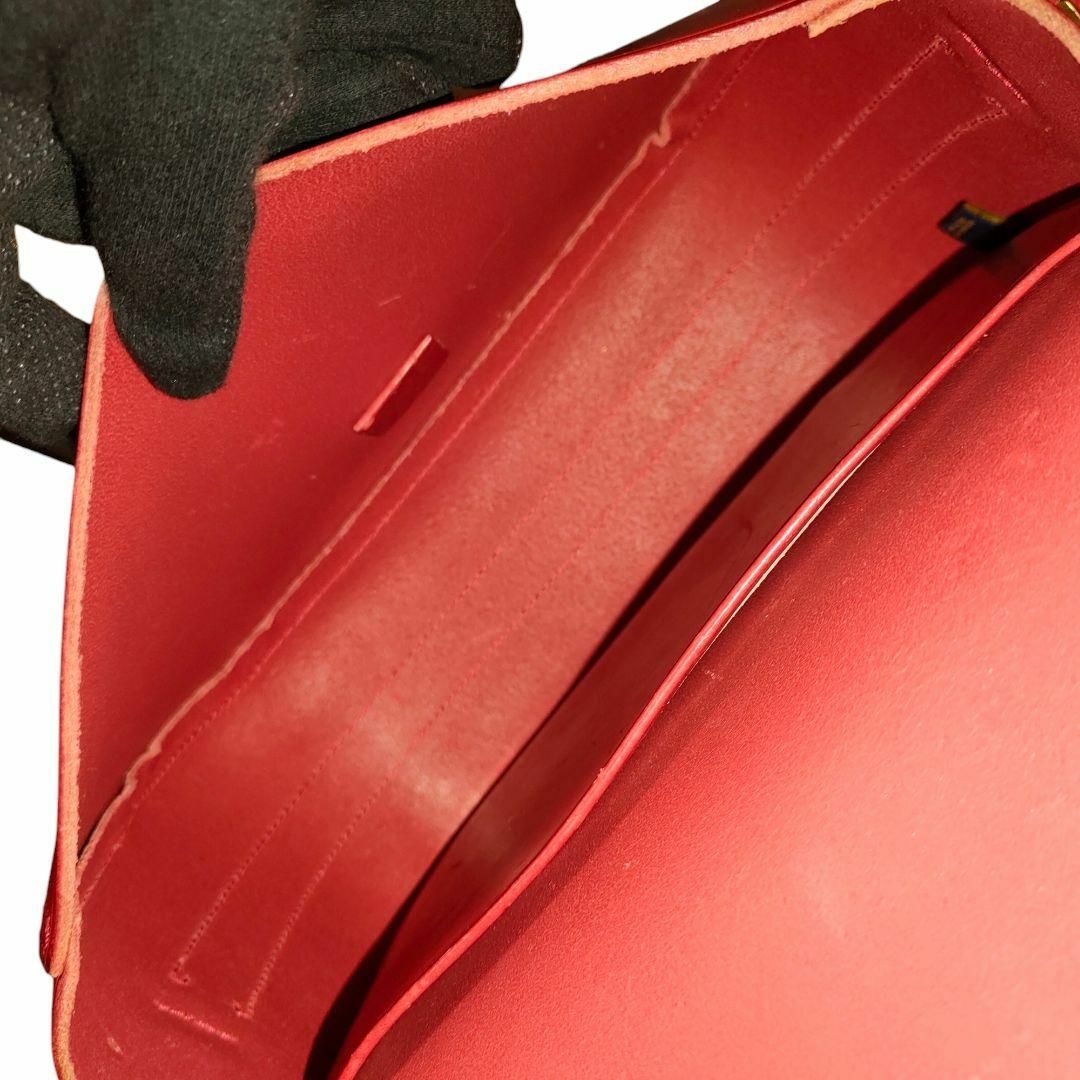 POLO RALPH LAUREN(ポロラルフローレン)のポロラルフローレン ターンロック ショルダーバッグ フラップ 革 レッド 肩掛け レディースのバッグ(ショルダーバッグ)の商品写真