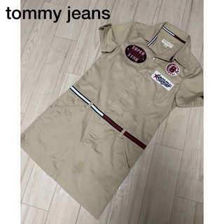 トミージーンズ(TOMMY JEANS)の122.tommy jeans.半袖ワンピース.ベージュ(ひざ丈ワンピース)