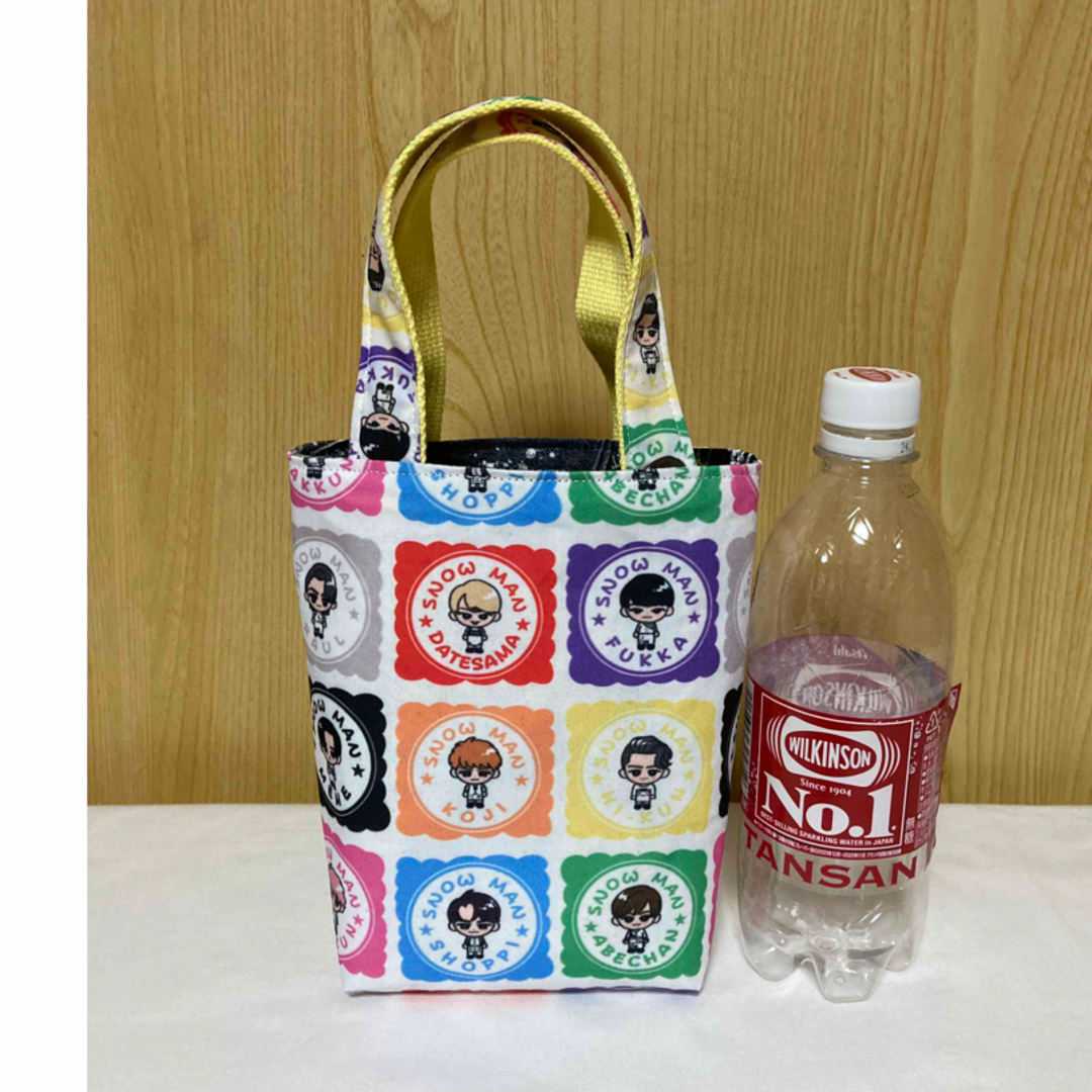 【L】コーヒーホルダー　SnowMan ミニトートバッグ　ハンドメイド レディースのバッグ(トートバッグ)の商品写真
