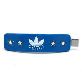 グッチ(Gucci)の【新品】グッチ アクセサリー ヘアアクセサリー adidas x GUCCI アディダス トレフォイル プリント バレッタ ヘアクリップ 702940 IAABI 8521(ブルー系) アウトレット レディース(その他)