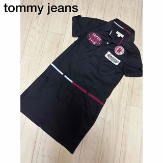 トミージーンズ(TOMMY JEANS)の123.tommy jeans.半袖ワンピース.ブラック(ひざ丈ワンピース)