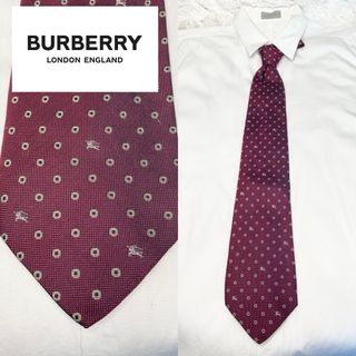 バーバリー(BURBERRY)の【美品】 Burberry London ネクタイ ワイン ドット(ネクタイ)