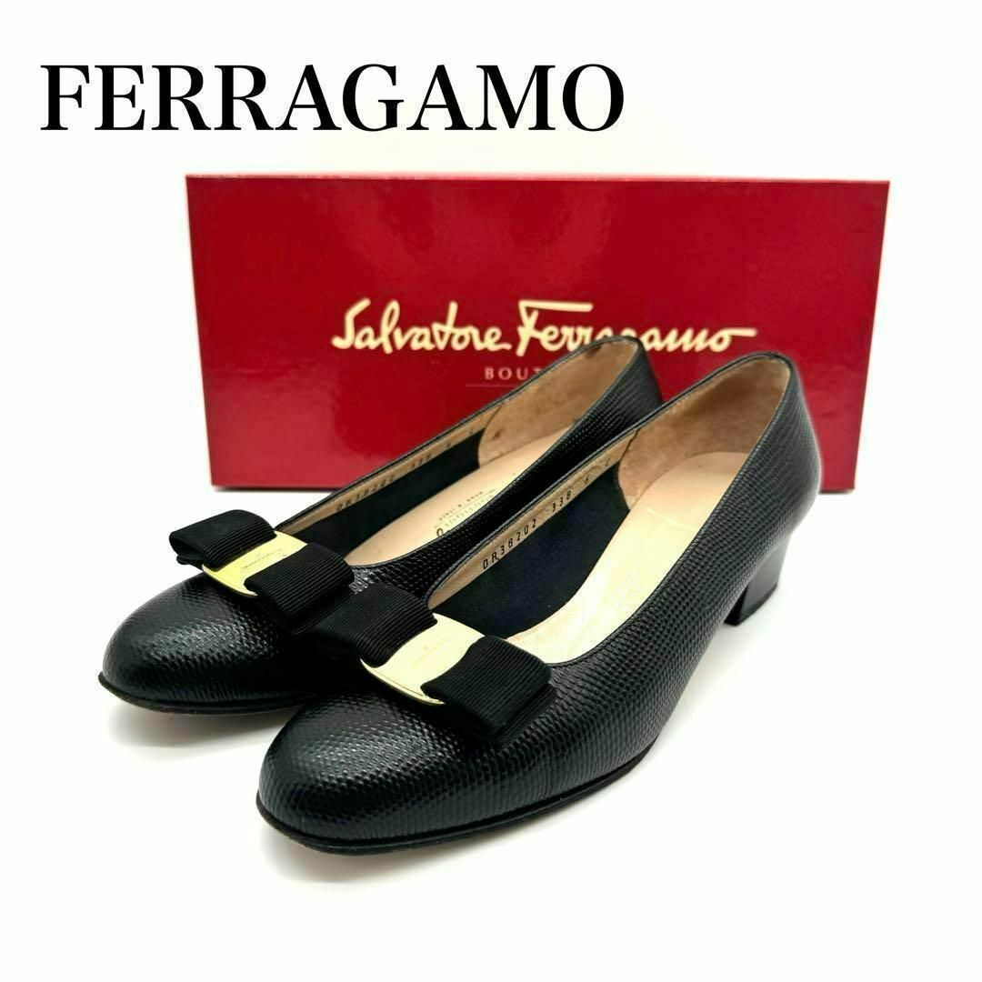 Salvatore Ferragamo(サルヴァトーレフェラガモ)のSalvatore Ferragamo フェラガモ ヴァラ リザード サイズ6 レディースの靴/シューズ(ハイヒール/パンプス)の商品写真