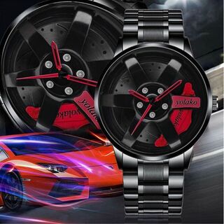 YOLAKO 正規品ホイール腕時計　新品　限定販売　レッドカラー(腕時計(アナログ))