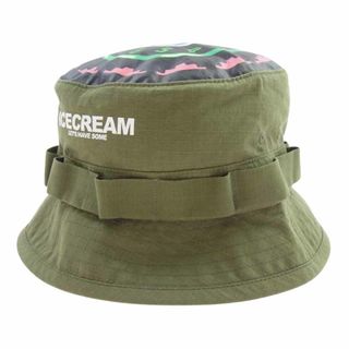 EYESCREAM - ICE CREAM アイスクリーム 帽子 411-1803 Buy Icecream Army Bucket Hat アーミー バケット ハット グリーン系 S/M【中古】