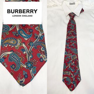 バーバリー(BURBERRY)の【美品】 Burberry ネクタイ レッドペイズリー(ネクタイ)