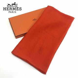 エルメス(Hermes)の☆超美品☆HERMES  大判ストール ショール カシミヤ×シルク オレンジ(ストール/パシュミナ)