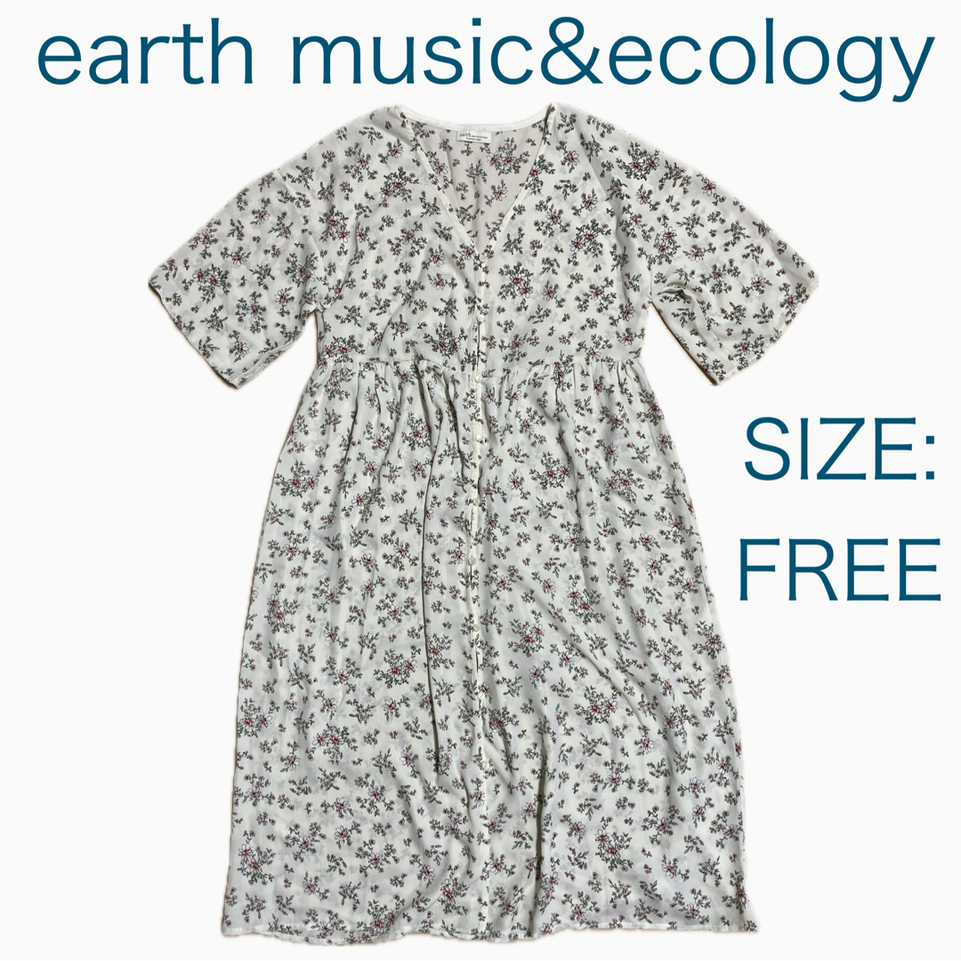 earth music & ecology(アースミュージックアンドエコロジー)のearth music&ecology 花柄ワンピース　白 レディースのワンピース(ロングワンピース/マキシワンピース)の商品写真