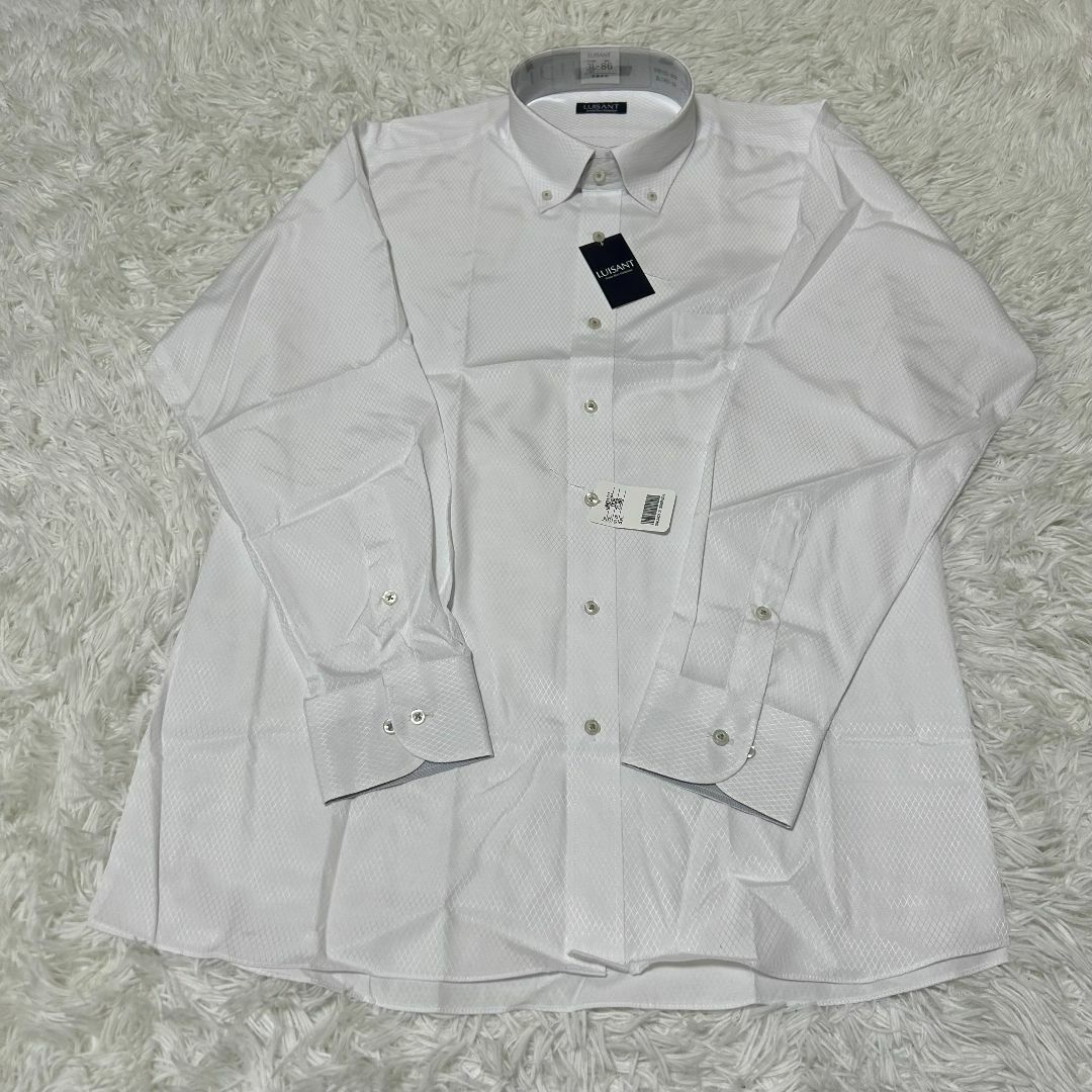 NULL(ヌル)の【新品タグ付き】長袖シャツ ワイシャツ 3L ホワイト ダイヤ柄 ✓4351 メンズのトップス(ポロシャツ)の商品写真