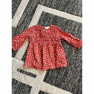 ZARA - ザラ キッズ　女の子　80 花柄　赤　チュニック ワンピ