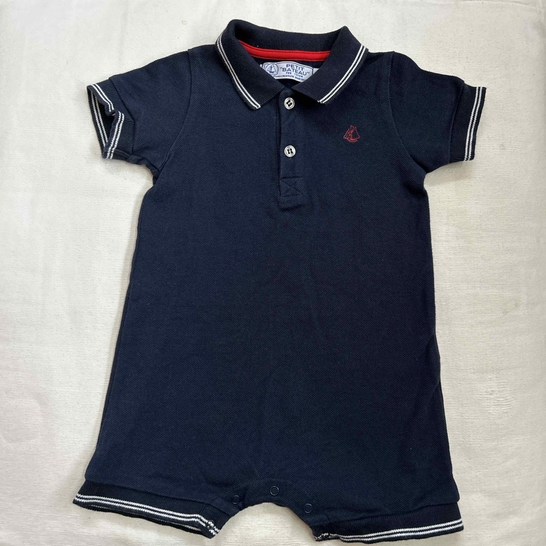 PETIT BATEAU(プチバトー)のプチバトー　ポロシャツロンパース　サイズ12M キッズ/ベビー/マタニティのベビー服(~85cm)(ロンパース)の商品写真