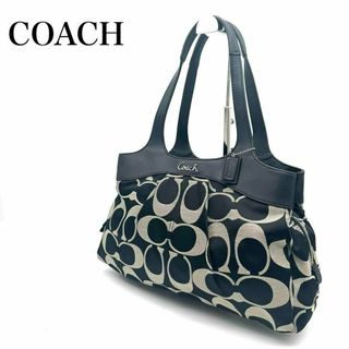 極美品✨COACH コーチ ハンドバッグ シグネチャーキャンバス柄 ブラック