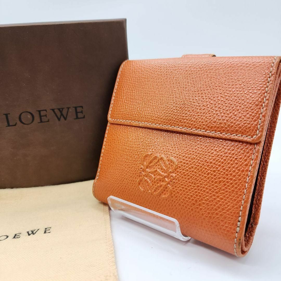 LOEWE(ロエベ)の【 付属品付き 】 ロエベ　折り財布　オレンジ　レザー　アナグラム　コインケース レディースのファッション小物(財布)の商品写真