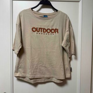 アウトドアプロダクツ(OUTDOOR PRODUCTS)のOUTDOOR ベージュ 5分袖 半袖 Tシャツ ドロップショルダー Mサイズ(Tシャツ(半袖/袖なし))