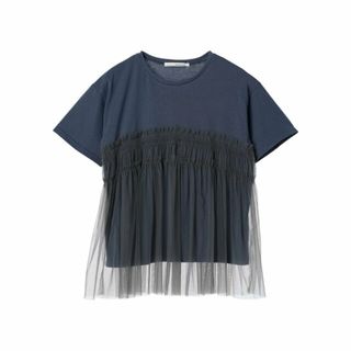 グリーンパークス(green parks)の【ブルー】ELENCARE DUE チュールドッキングTEE 24SS/半袖/夏/クルーネック/レディース(カットソー(長袖/七分))