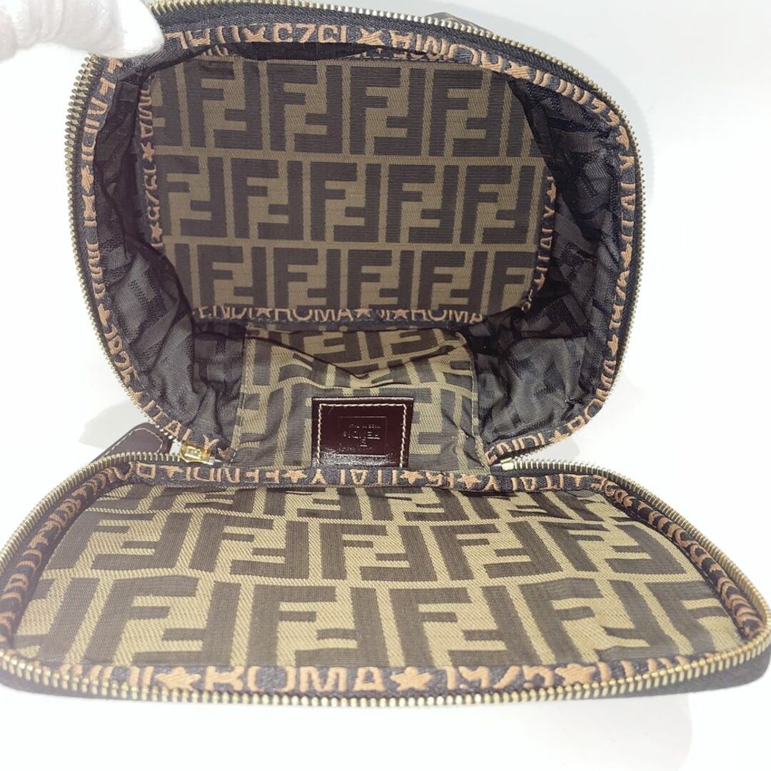 FENDI(フェンディ)のFENDI ハンドバッグ ズッカ バニティ 折り畳み ヴィンテージ キャンバス レザー レディースのバッグ(ハンドバッグ)の商品写真