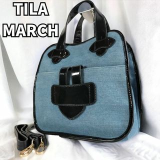 TILA MARCH - 【洗練されたデザイン✨】　ティラマーチ　トートバッグ デニム パテント　青