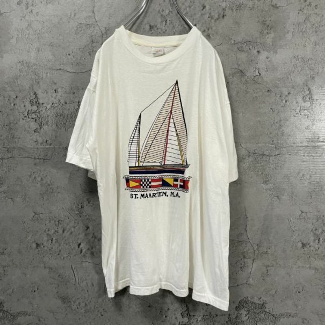 90s ST MAARTEN 帆船 USA輸入 デザイン Tシャツ メンズのトップス(Tシャツ/カットソー(半袖/袖なし))の商品写真