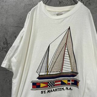 90s ST MAARTEN 帆船 USA輸入 デザイン Tシャツ(Tシャツ/カットソー(半袖/袖なし))