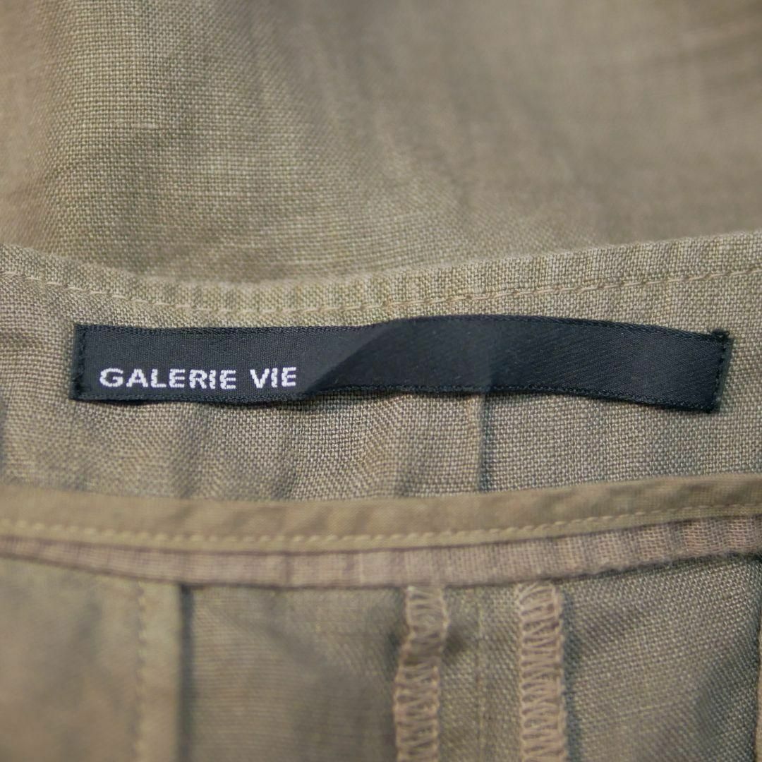 GALERIE VIE(ギャルリーヴィー)の美品 ギャルリーヴィー ワイド パンツ リネン 0 カーキ 茶 トゥモローランド レディースのパンツ(カジュアルパンツ)の商品写真
