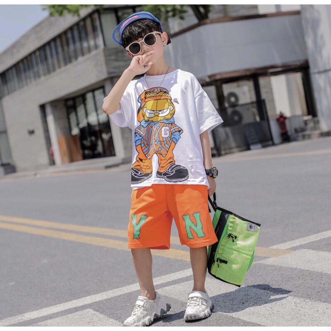 KSEA098キッズ 子供服 セットアップ 半袖 夏 Tシャツ+ショートパンツ キッズ/ベビー/マタニティのキッズ服男の子用(90cm~)(Tシャツ/カットソー)の商品写真