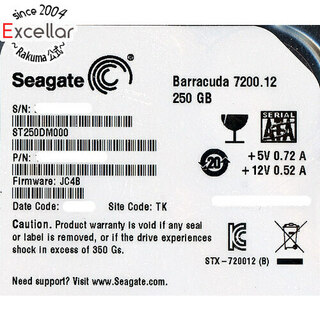 シーゲイト(SEAGATE)のSEAGATE製HDD　ST250DM000　250GB SATA600 7200　4000～5000時間以内(PC周辺機器)