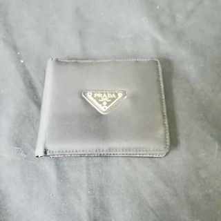 プラダ(PRADA)の【中古】 PRADA 2つ折り財布 ブラック ミラノ MIRANO プラダ 財布 サイフ ミニウォレット ウォレット (BT15)(財布)