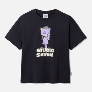 ジーユー(GU)のgu×studiosevenスタジオセブン*キッズコラボTシャツ*ネイビー110(Tシャツ/カットソー)