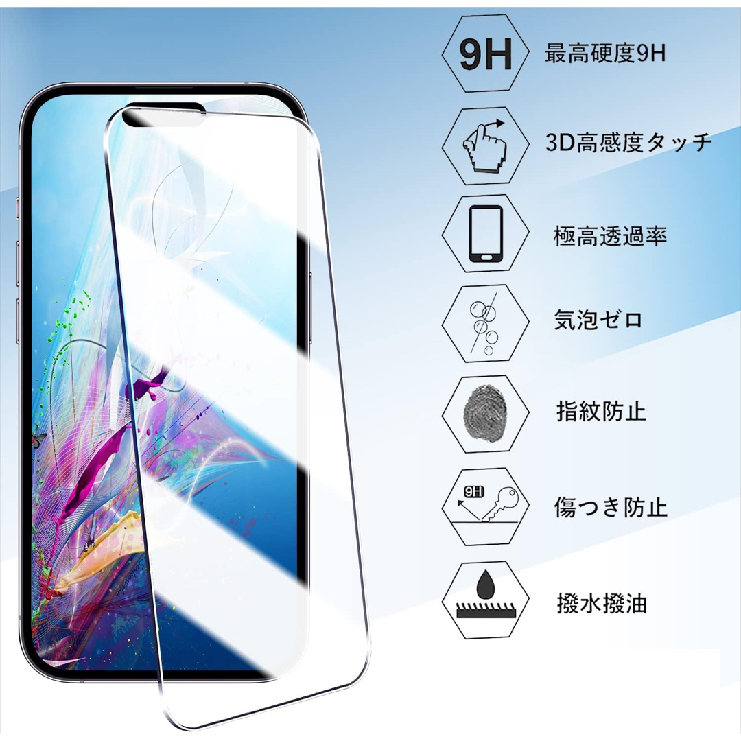 2枚セット iPhone 15 Pro Max用全面保護ガラスフィルム  スマホ/家電/カメラのスマホアクセサリー(保護フィルム)の商品写真