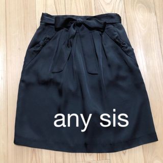 any sis 黒ウエストリボンスカート(ミニスカート)