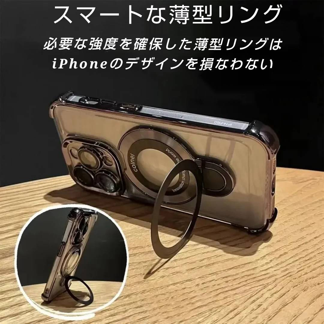 人気 iPhone14 ブラック 耐衝撃 メッキ リング レンズ保護 安い スマホ/家電/カメラのスマホアクセサリー(iPhoneケース)の商品写真