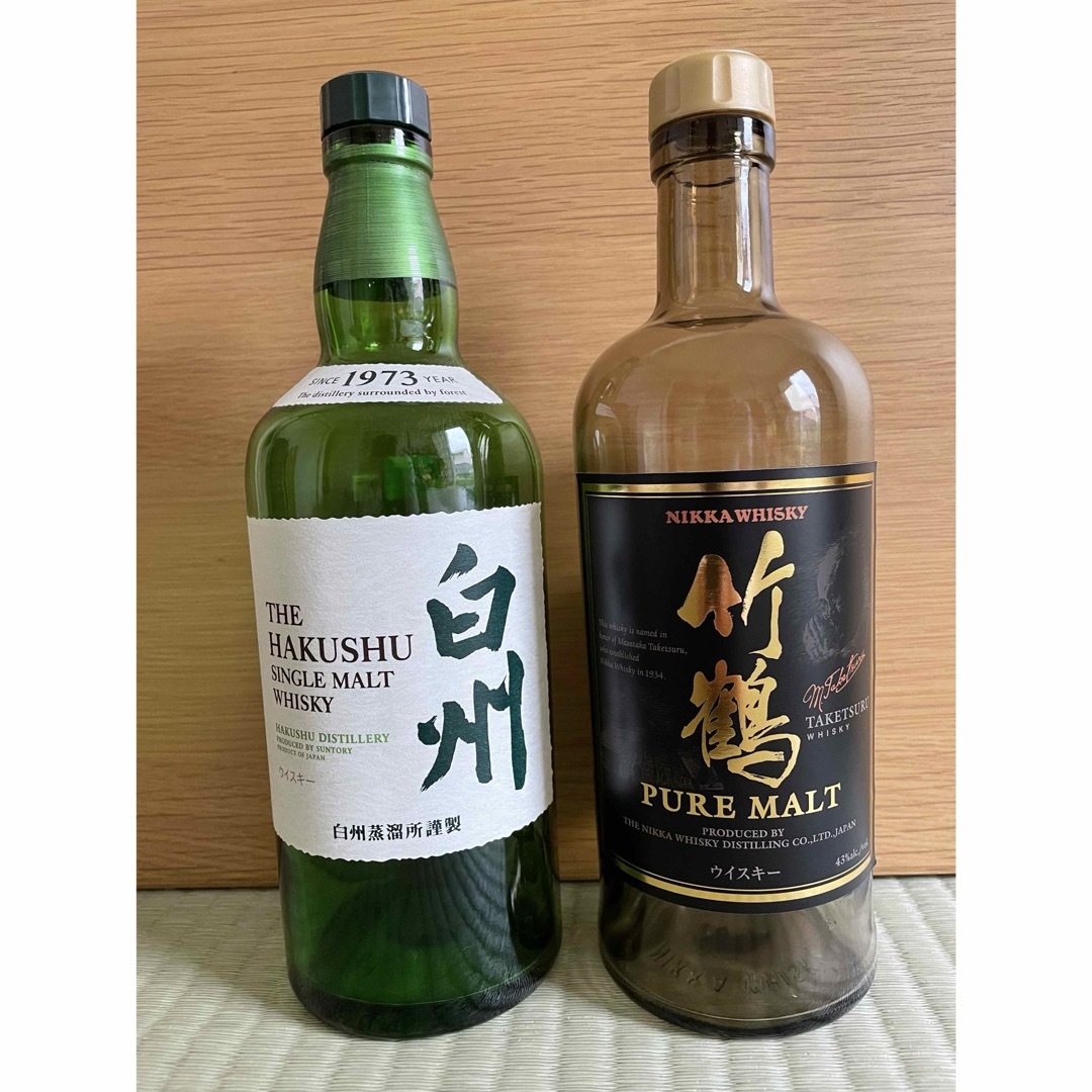 竹鶴と白州の空き瓶2本セット 食品/飲料/酒の酒(ウイスキー)の商品写真