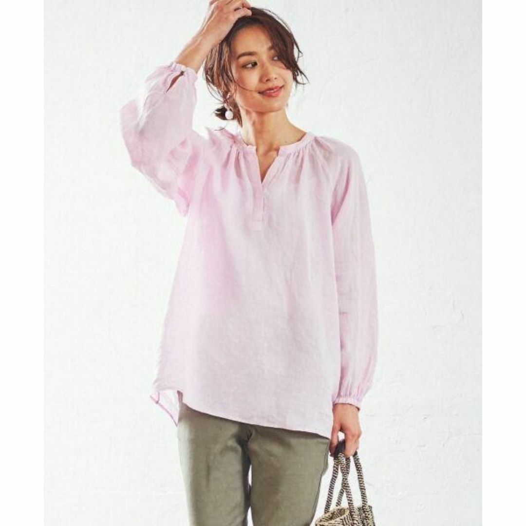23区 - 23区 × LIBECO 麻 リネン 洗える スキッパー チュニック 23区 - 23区 × LIBECO 麻 リネン 洗える スキッパー チュニック